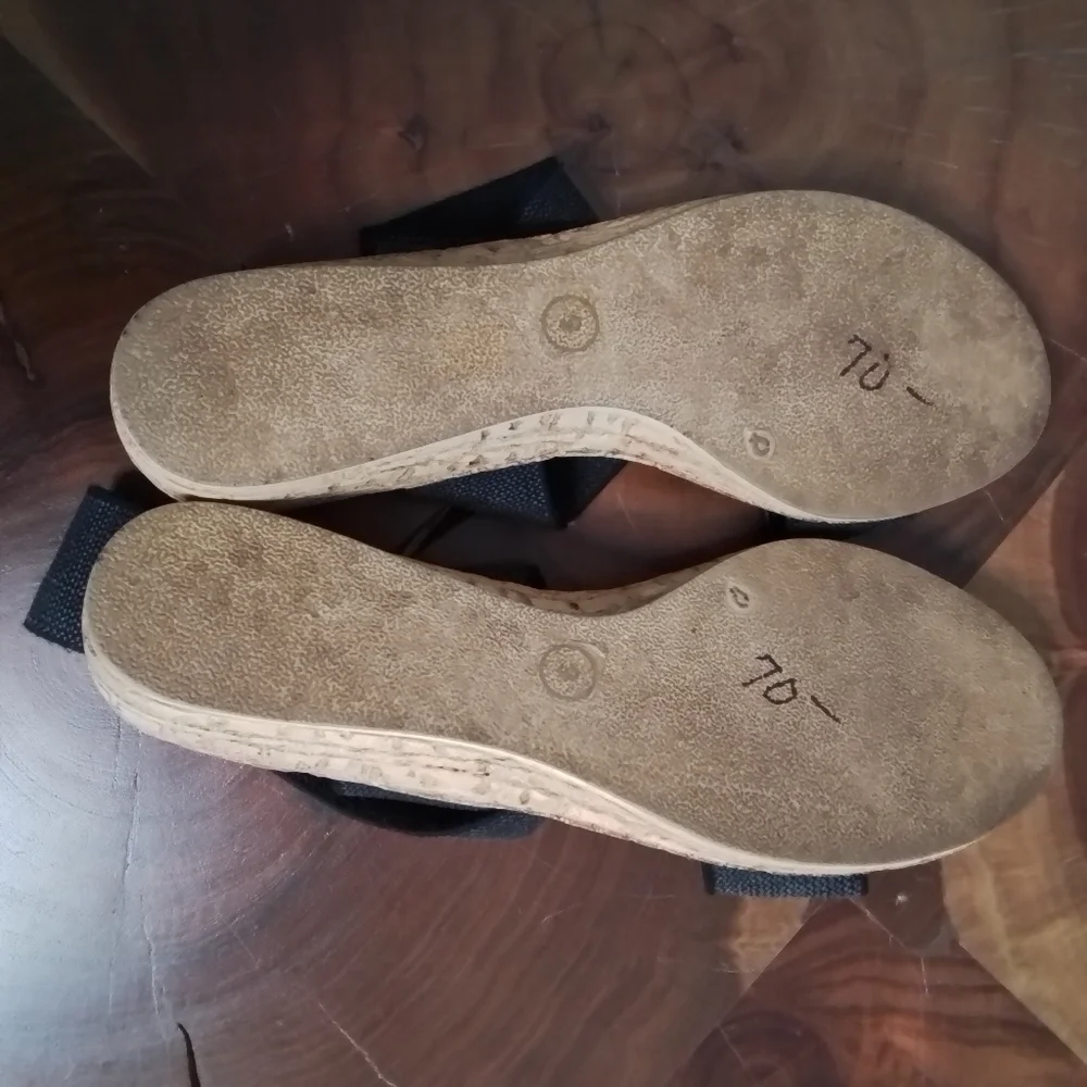 Charleston Shoe Co. Benjamin Espadrille Wedge Sandals Black - 9 - Picture 10 of 13